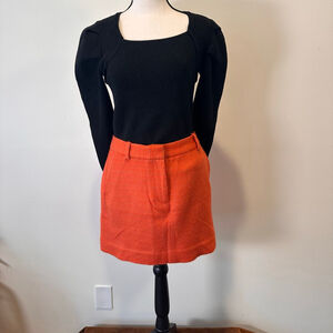 J.Crew | Orange Tweed Wool Blend Mini Skirt | Size 12 | Preppy Fall Academia
